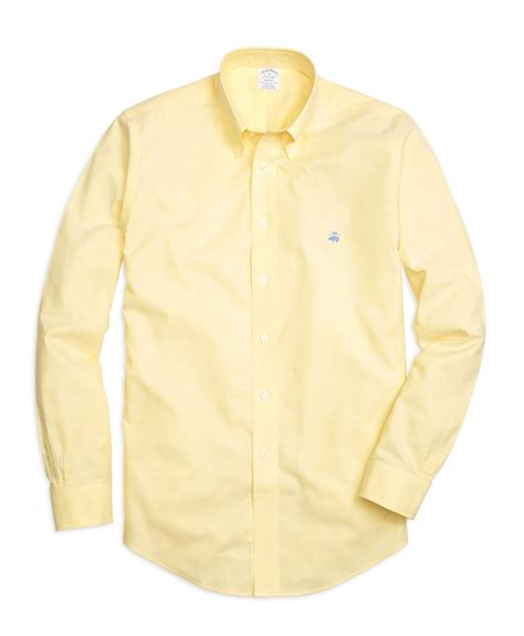 Brooks Brothers Non Iron Regent Fit Oxford Sport Shirt In Yellow For