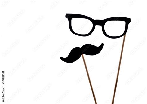 Photo Booth Props Glasses And Mustache Isolated On A White Background