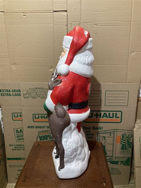 Vintage TPI Blowmold Santa Claus With Reindeer 40 Christmas Blow Mold