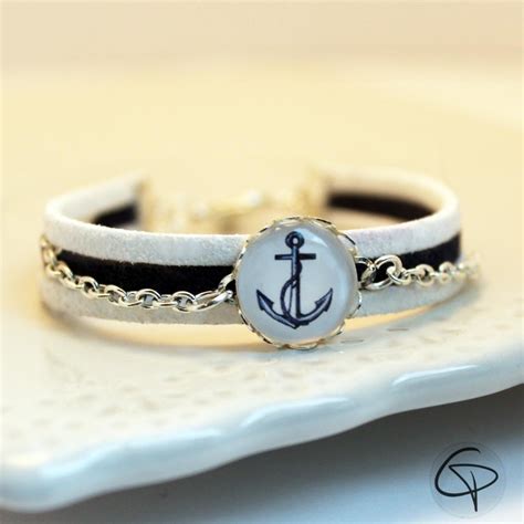 Bracelet Su Dine Argent Et Dessin D Ancre Marine