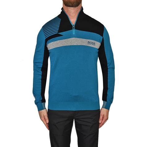 Hugo Boss Zelchior Pro 1 4 Zip Sweater Open Blue Just 255 00 Save