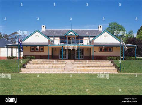 Australia, Southern Highlands, Bradman Museum, facade of a cricket ...