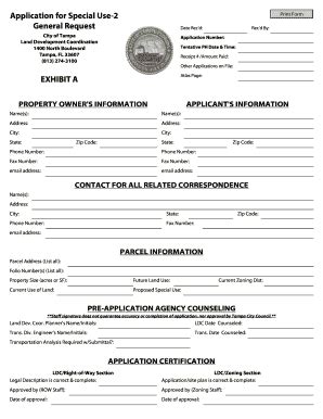 Fillable Online Tampagov Application For Special Use General Request