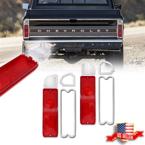 Pair Tail Light And Reverse Lenses W Gaskets For 1967 1972 Chevy Gmc