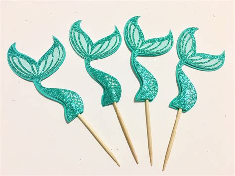 Mermaid Tail Cupcake Toppers Mermaid Party Mermaid Cupcake Topper