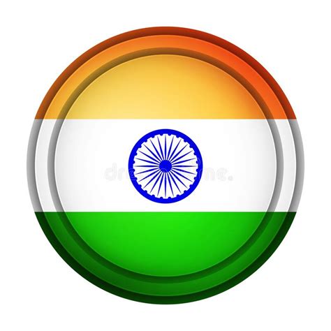 Flag Of India Round Icon Badge Or Button Indian National Symbol