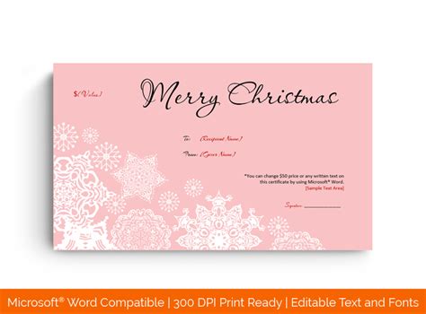 Frosty Pink Christmas Gift Certificate Template (PNK, #386K) – Doc ...