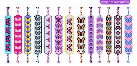 Premium Vector Colorful Butterfly Handmade Friendship Bracelets Set