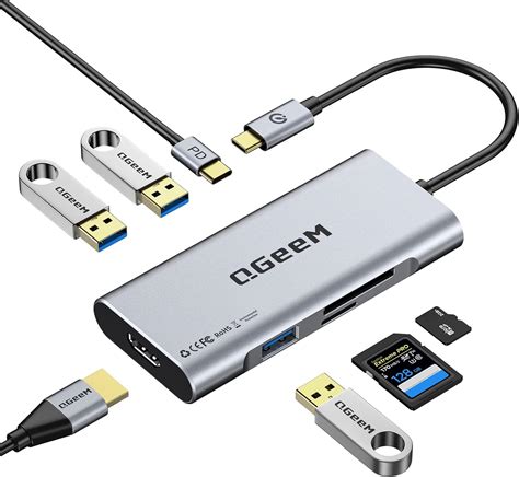 Qgeem Hub Usb C 7 En 1 Adaptador Tipo C Usb C Hub A Hdmi 4k 3 Puertos Usb 30 Suministro De