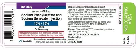 Sodium Phenylacetate And Sodium Benzoate Injection Fda Prescribing