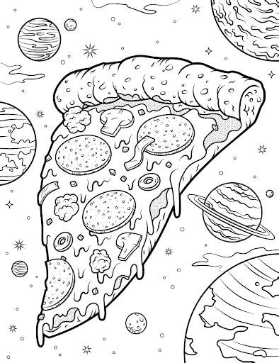 Pizza En El Espacio Para Colorear Imprimir E Dibujar Coloringonly Com