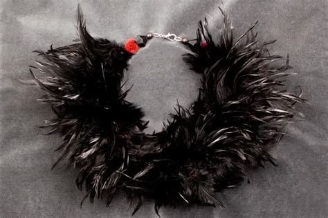 Black Dyed Duck Feathers Necklace