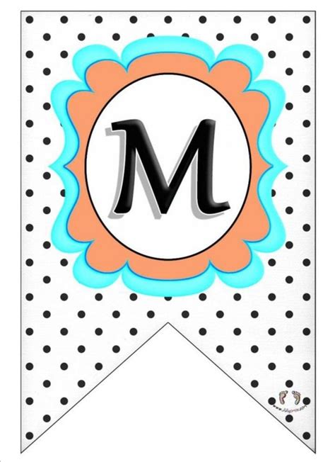 The Letter M Is Shown In Black White And Orange Polka Dot Paper With