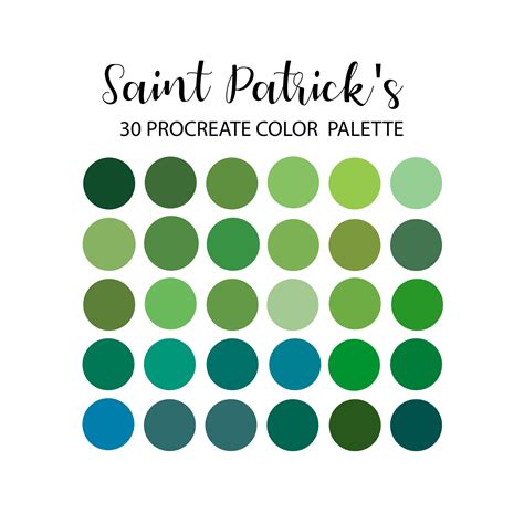 Saint Patrick S Green Procreate Color Palette Saint Patricks Color