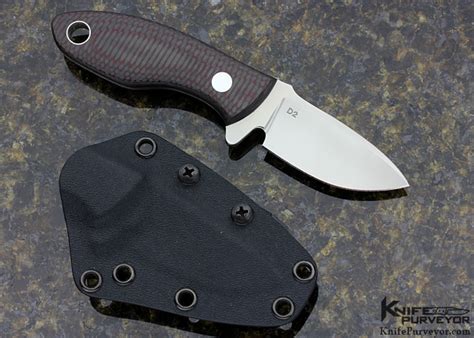 Tom Krein Custom Knife Hydra Fixed Blade Red Carbon Fiber D2 Knife