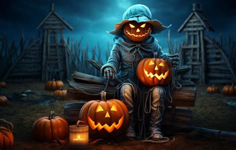 Premium AI Image | Halloween dark horror pumpkin theme illustration ...