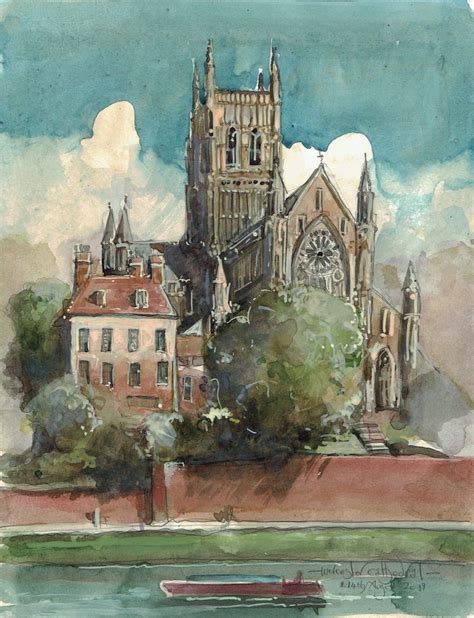 A painting of Worcester Cathedral to win in my next newsletter