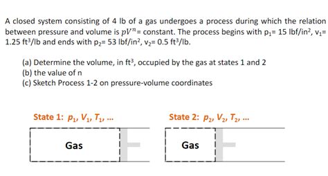 Solved A Closed System Consisting Of Lb Of A Gas Undergoes Chegg