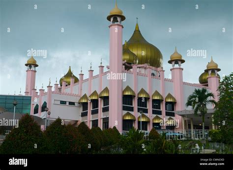 Pink Mosque In Kuching City In Sarawak Borneo Malaysia Stock Photo