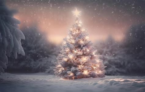 Premium AI Image | a snowy christmas tree is displayed in the snow ...