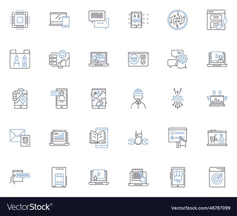 Automated Learning Line Icons Collection Ai Vector Image