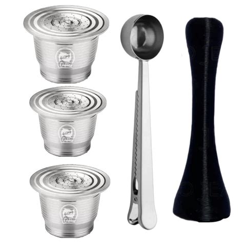 Kit 3 Cápsula Nespresso Reutilizável Inox Café Coffee Tamper Submarino