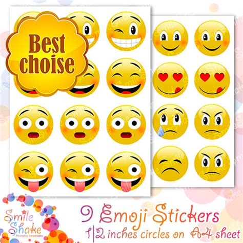 Funny Emoji Sticker Sheet Smiley Faces Stickers Printable