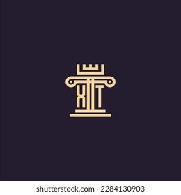 Xt Initial Monogram Logo Lawfirm Pillar Stock Vector Royalty Free