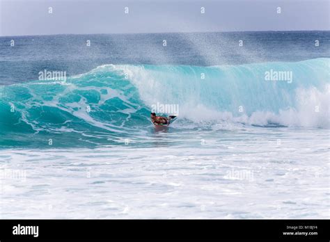 Banzai Pipeline Oahu Hawaii February A Bodyboarder Riding