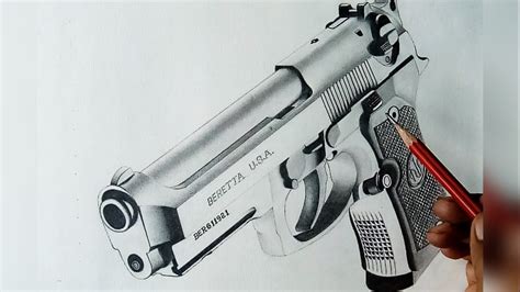 How To Draw A Gun Pistol Drawing Pencil Drawing Youtube