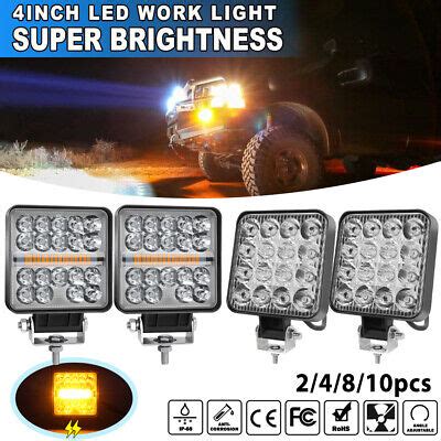 4 Square LED Work Light Pods SPOT Lights For Truck Off Road Tractor