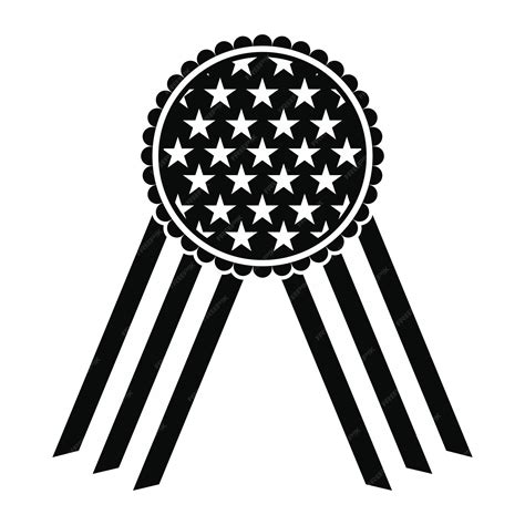 Premium Vector Ribbon Rosette In The Usa Flag Icon Black Simple Style