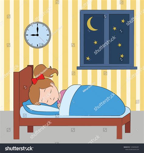 Little Girl Sleeping Vector Illustration Sleeping Stock Vector (Royalty ...