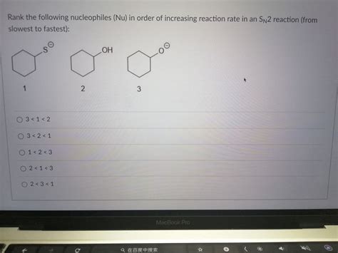 Answered Rank The Following Nucleophiles Nu In Bartleby