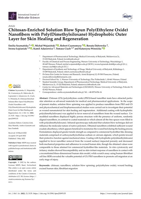 Pdf Chitosan Enriched Solution Blow Spun Poly Ethylene Oxide