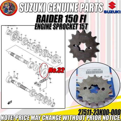 ENGINE SPROCKET 15T Suzuki GSX S150 GSX R150 SGP GENUINE 27511