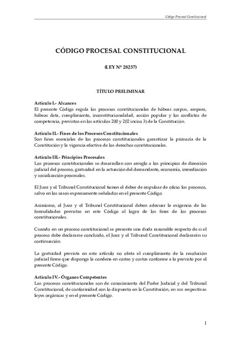 Pdf Código Procesal Constitucional Jhon Hitler Palacios Huaman