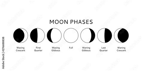 Moon Phases Set Calendar Symbols Vector Illustration Stock Vector