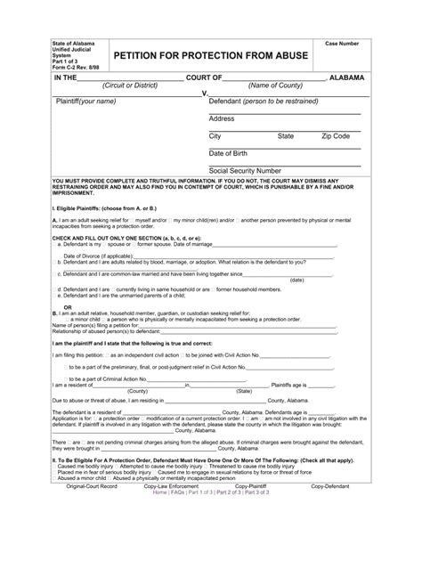 Petition Alabama Protection Sample Fill Online Printable Fillable