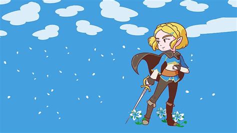 Zelda Rubia Botas Hasta La Rodilla Capa Nubes Pétalos Flores Estoque Fondo De Pantalla