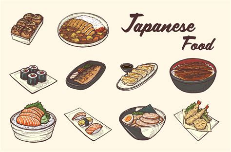 Famous Japanese Food Art Elements 7984247 Vector Art At Vecteezy