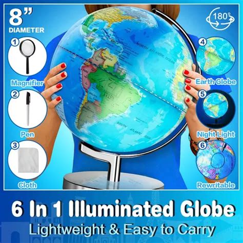 Globo Terráqueo Iluminado Para Niños Con Soporte 6 En 1 Rees en venta