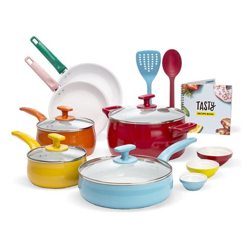 Tasty Ceramic Titanium Reinforced Non Stick Cookware Set Multicolor