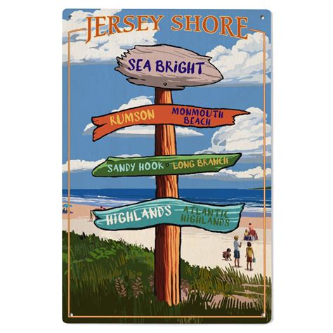 Sea Bright, New Jersey, Destinations Sign Birch Wood Wall Sign (6x9