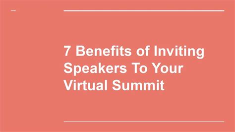 7 Benefits Of Inviting Speakers To Your Virtual Summit YouTube