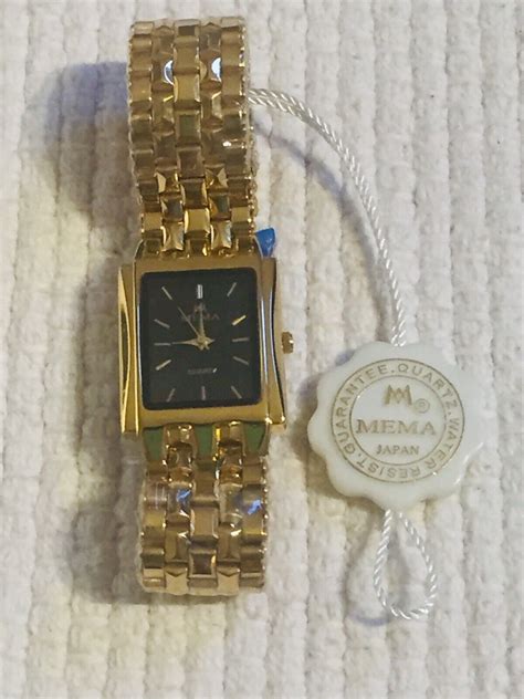 Mema Japan Quartz 22K Gold Electroplated Stainless Steel Square Watch