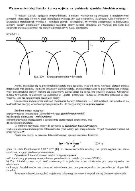 Wyznaczanie Sta Ej Plancka I Pracy Wyj Cia Na Podstawie Zjawiska