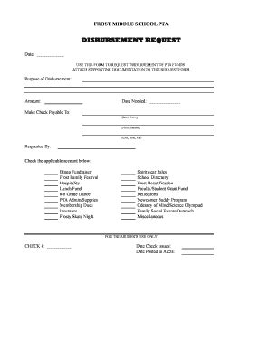 Fillable Online Frostmspta Frost Disbursement Form Frost