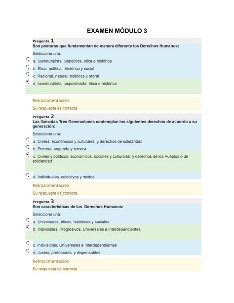 Examen M Dulo Cndh Modulo Examen M Dulo Pregunta Son