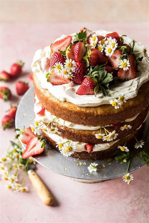 Strawberry Chamomile Naked Cake Half Baked Harvest